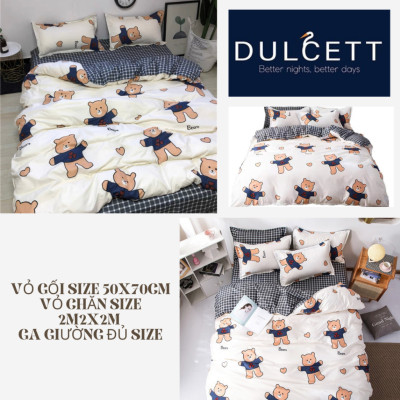 Bộ Vỏ Chăn ga gối Cotton poly Nhập ( 1 ga + 2 vỏ gối + 1 vỏ chăn) Siêu cute.