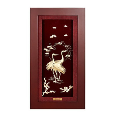 Tranh Vàng 24K PRIMA ART - ĐÔI HẠC - Kích thước 16 x 29 cm - CGS-0332-02