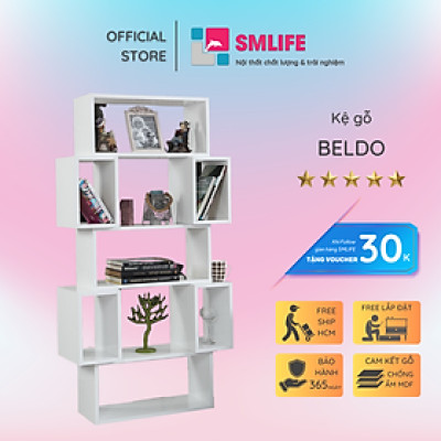 Giá sách bằng gỗ kết cấu chắc chắn SMLIFE Beldo
