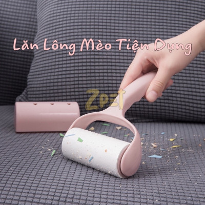 Cây lăn bụi kèm 6 lõi lăn thay thế -  Lăn bụi ga đệm, quần áo nhiều màu sắc.