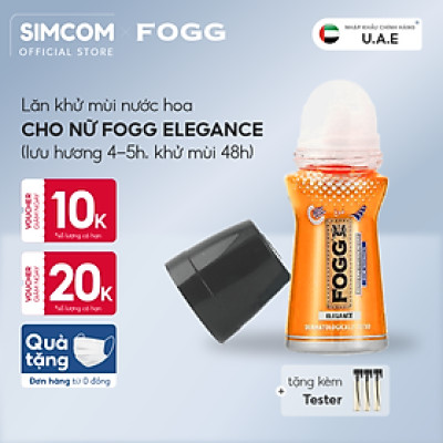 Lăn khử mùi hương nước hoa FOGG Elegance 50ml, chính hãng dubai, dành cho nữ, dùng để lăn nách, giảm thiểu mùi cơ thể, lưu hương lâu 4-5 tiếng, khử mùi 48h, không kích ứng da, không thâm nách, không ố áo, Simcom