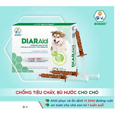 BOSSEN - DIARAid (dogs) Bổ sung Vi Sinh, Lợi Khuẩn Hỗ Trợ Tiêu Hóa và Tăng Đề Kháng cho Chó - Hộp 3 ống