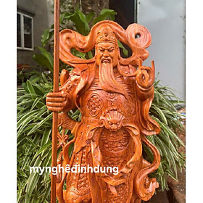 Tượng quan công trấn ải bằng gỗ hương đá  cao 80x30x20cm