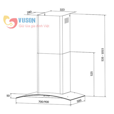 Máy Hút Mùi Eurosun 90K26S - Hàng Chính Hãng