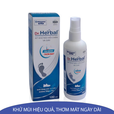 Xịt Khử Mùi Hôi Chân Và Giày DR.HERBAL - Khô thoáng sau 10 giây (100 ml)