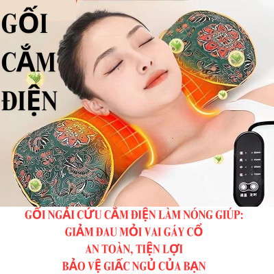 Gối ChườmẤm Cổ Gáy Ngải Cứu, Gối Ngải Cứu Cắm Điện Làm Nóng Cổ Giúp Giảm Đau Vai Gáy, Gối Kê Cổ Thảo Dược