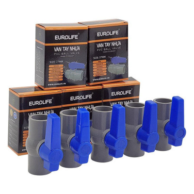 Bộ 5 van PVC siêu nhẹ dùng cho ống nước 34mm Eurolife EL-VD34 (Xám xanh)