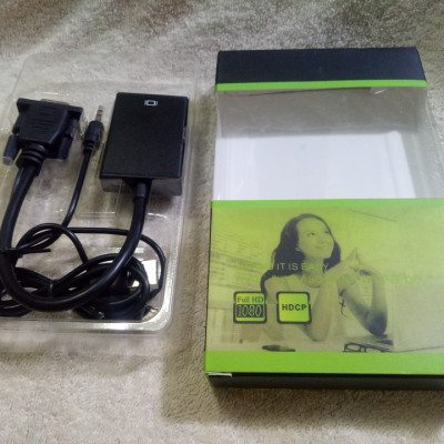 Bộ cáp chuyển đổi tín hiệu từ cổng VGA sang HDMI có âm thanh kèm theo cáp Micro USB - Hàng chính hãng