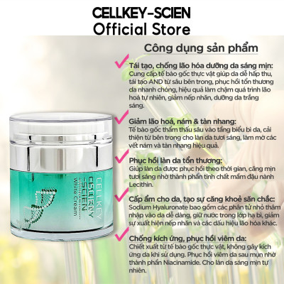 Combo 2 Kem Dưỡng Trắng Da Tế Bào Gốc Hàn Quốc Cấp Ẩm Xóa Nhăn Phục Hồi Trẻ Hoá Da Và Chống Lão Hoá Cellkey-Scien White Cream (60g)