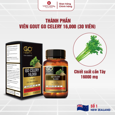 Viên Gout New Zealand Go Celery 16000mg 30 Viên | Giúp Hỗ Trợ Điều Trị Gout Từ Gốc - Nhập Khẩu Chính Hãng