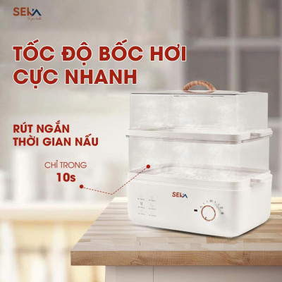 Nồi hấp điện 2 tầng SEKA SK2088 hàng dung tích 10L hấp cá, gà nguyên con hàng nhập khẩu
