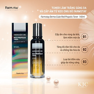 Toner làm trắng sáng da và chống lão hóa từ keo ong đỏ - Farmstay Derma Cube Red Propolis Toner-140m