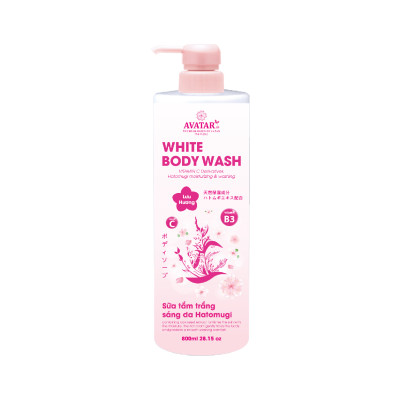 Sữa Tắm Trắng Sáng Da Hatomugi Avatar White Body Wash 800 mL