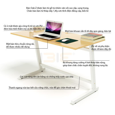 Bộ Bàn Oak-Z Trắng Và Ghế Đen IBIE IB16A