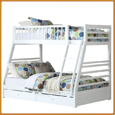 Giường 3 tầng Tundo màu trắng 1m/1m4