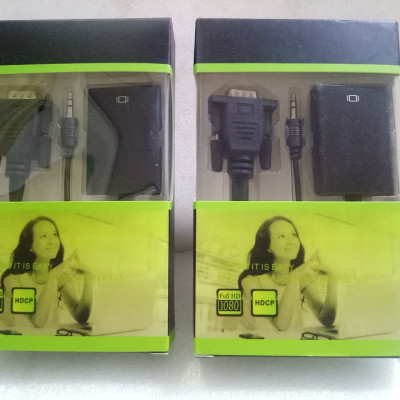 Bộ cáp chuyển đổi tín hiệu từ cổng VGA sang HDMI có âm thanh kèm theo cáp Micro USB - Hàng chính hãng