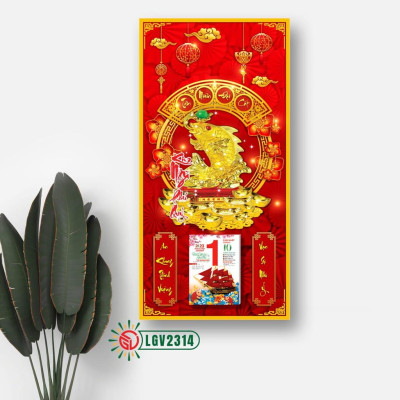 Lịch gỗ treo tường Kim Ngư Phú Quý IMWI LGV2314 - Lịch phong thủy