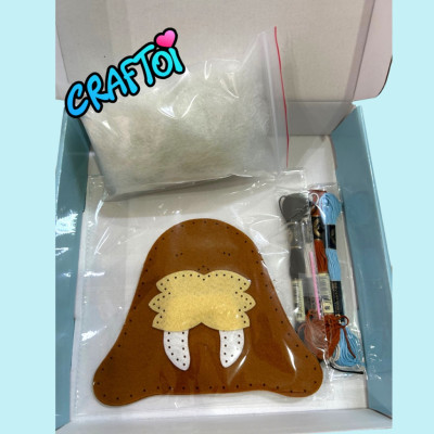 KIM NHỰA Bộ Thủ Công Trẻ Tự Làm Thú Bông 5+ WALRUS YETY Craftoi Felt Sewing toy prepunched holes plastic needle