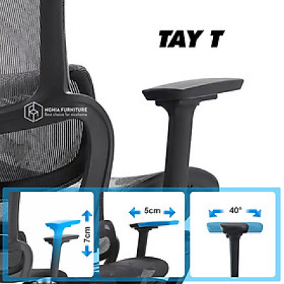 Ghế công thái học Nghiafurniture Mirai - Tối ưu về giá, tối đa tính năng, ngả lưng 140 độ, có gác chân, piston class4