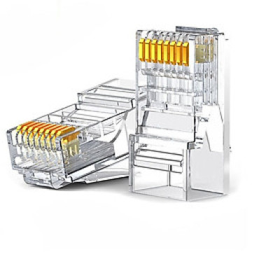 đầu bấm mạng Cat6 RJ45 trong suốt chân mạ vàng 24K Ugreen 120DL60558NW bao có 100 chiếc hàng chính hãng