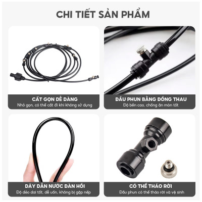 Bộ vòi phun sương làm mát Lebenlang LBLB3362, dài 15m, đa dạng công năng, cất gọn dễ dàng, hàng chính hãng