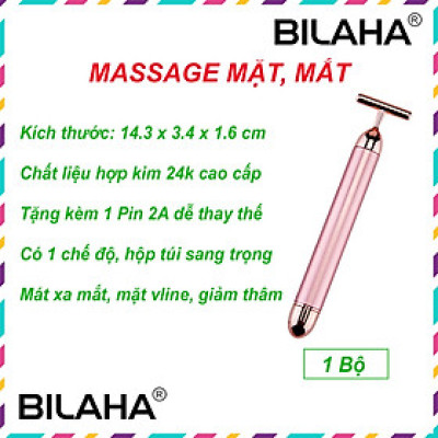 Bút Massage Xóa Bọng Mắt Nâng Cơ Căng Da Mặt Chống Lão Hoá Da Tặng Kèm Pin AA Rung Mạnh Loại Tốt (Tặng Kèm 1 Móc Khoá) (Official Bilaha)
