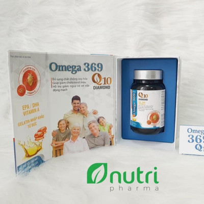 Omega 369 Q10 Diamond – cho Trái tim khỏe, mắt sáng, GIẢM CHOLESTEROL, ngủ ngon – Hộp 1 lọ x 50 viên