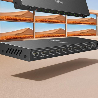 Ugreen UG50949US300TK 1 in 10 Out 4k 30hz 1080p 60hz HDMI Splitter Aluminum alloy with 12v adapter - HÀNG CHÍNH HÃNG