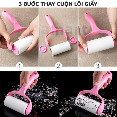 Cây Lăn Bụi Quần Áo Đa Năng Kèm Lõi 60 Lớp Lăn Tóc Làm Sạch Ga Giường Tiện Lợi TẶNG Móc Treo 