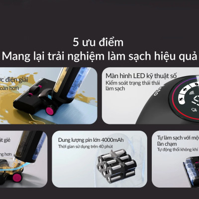 Máy hút bụi lau nhà Lydsto W1 lực hút 17000Pa thông minh tiện lợi - Hàng chính hãng