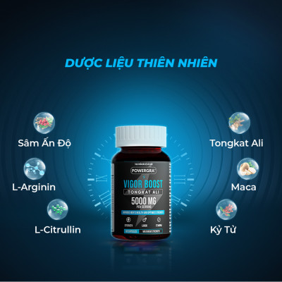 Viên uống phục hồi và tăng cường sinh lý nam giới Powergra Vigor Boost TongKat Ali - Hộp 60 viên