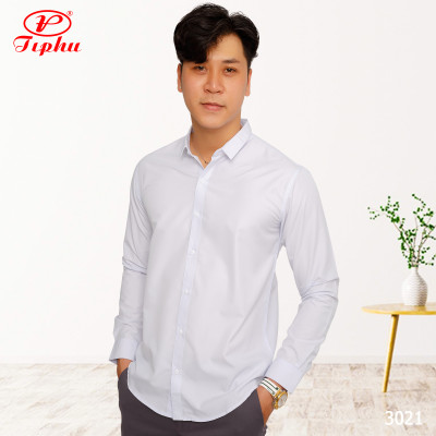 Áo sơ mi màu hồng pastel hiệu Amazing, dáng trẻ slim fit, phong cách Hàn Quốc, vải bamboo mềm mịn