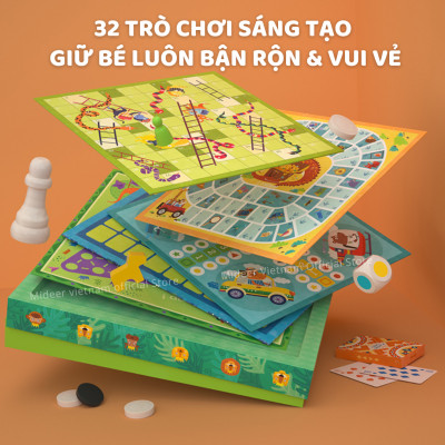 Board Game Mideer Classic Games 32 In 1 đồ chơi trí tuệ cho bé Cờ vua, cờ tướng, cờ vây cho bé