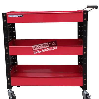 XE ĐẨY DỤNG CỤ 3 NGĂN 2 TẤM HÔNG DÙNG CHO GARARE TIỆM SỬA XE