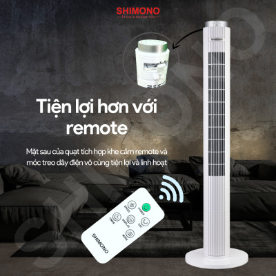 Quạt Tháp SHIMONO SM-TF46GL 45W Họa Tiết Kim Cương Cao Cấp, Màn Hình Led Hiển Thị Nhiệt Độ Phòng, Cao 117cm, BH 12 Tháng Hàng Chính Hãng