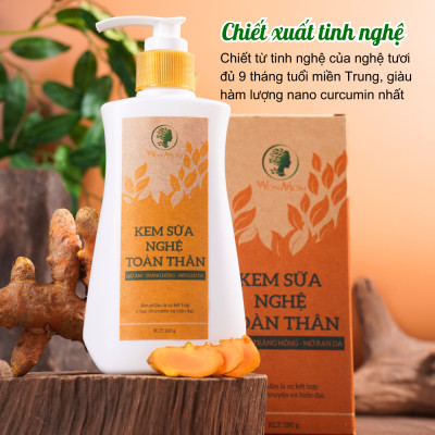 Bộ sạch mụn, trắng da mặt và body toàn diện Wonmom ( 1 Serum mụn + 1 Kem cấp ẩm + 1 Kem sữa nghệ + 1 Scrub cafe body )