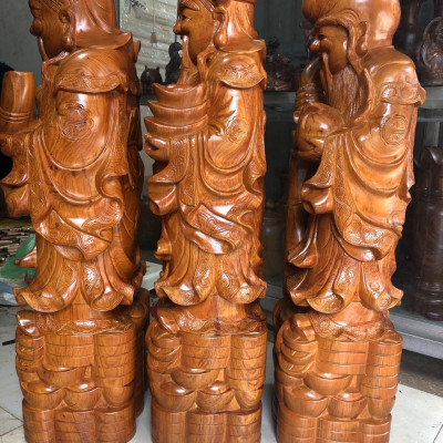 Tượng tam đa phúc lộc thọ bằng gỗ hương kt cao 30×11×9cm