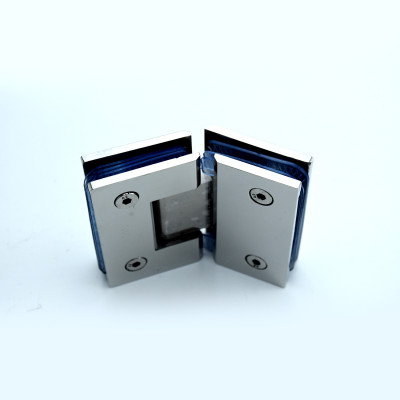 Bản lề cabin tắm kính 135 độ lệch cạnh thẳng inox 304 mặt gương Hiwin HG-010 