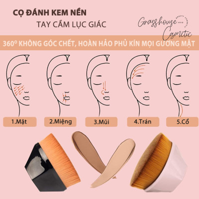 Cọ Chuyên Đánh Kem Nền không tì vết Lông Mềm Cầm Tay Có Hộp Đựng Đầu Phẳng Hình Lục Giác Dùng Tán Kem Nền / Phấn Má/ BB