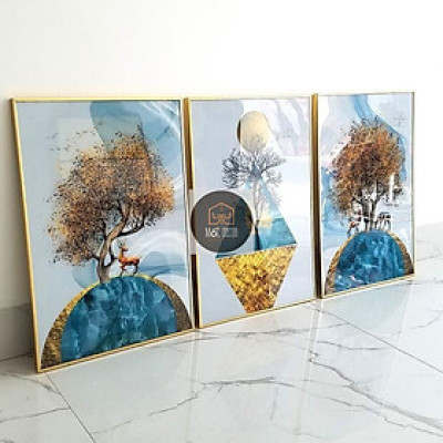 Tranh tráng gương hươu trừu tượng