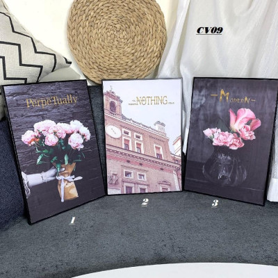 Bộ 3 tranh treo tường trên nền canvas hình rừng nhiệt đới xinh xắn trang trí phòng khách cỡ 25x35cm x 3 tranh