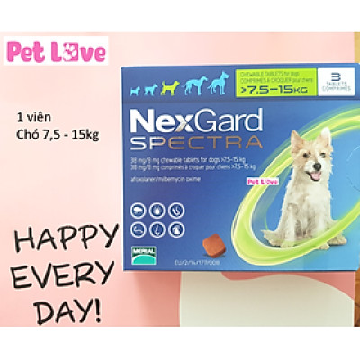1 viên NexGard Spectra trị giun, ve rận, ghẻ, viêm da (chó 7,5 - 15kg)
