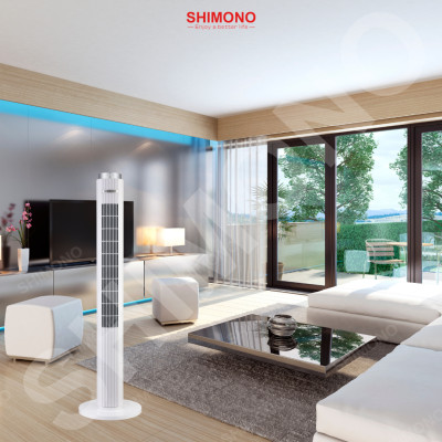 Quạt Tháp SHIMONO SM-TF46GL 45W Họa Tiết Kim Cương Cao Cấp, Màn Hình Led Hiển Thị Nhiệt Độ Phòng, Cao 117cm, BH 12 Tháng Hàng Chính Hãng