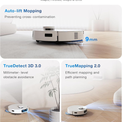 Robot Hút Bụi Lau Nhà Ecovacs T30 Omni Xòe Giẻ 11.000 Pa, Kháng Khuẩn Ion Bạc - Hàng Chính Hãng