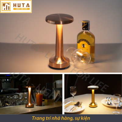 Đèn Bàn Led Quầy Bar HUTA RESDIA2 Cảm Ứng Pin Sạc, Điều Chỉnh Ánh Sáng Trang Trí Nhà Hàng Quán Cà Phê Bàn Ăn Lounge Quán Bar