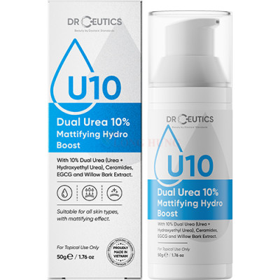 Gel DrCeutics U10 Dual Urea 10% Mattifying Hydro Boost giúp điều tiết dầu nhờn cho da căng bóng (50g) - Hàng chính hãng