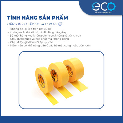 Băng keo giấy 3M 243J Plus dùng chạy chỉ siêu dai, chịu nhiệt tốt, không độc hại