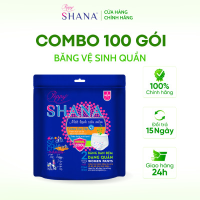Combo 100 gói Băng Vệ Sinh Quần Peppy Shana Ngày Đêm Siêu Thấm, Freesize, Chống Tràn Tối Đa, Tiết Kiệm (200 miếng)