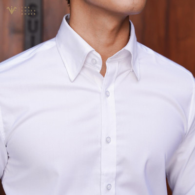[SMARTSUIT - THE SUITS HOUSE] Sơ mi cao cấp TRẮNG TRƠN, KHUY HIỆN công sở, thanh lịch, Regularfit tôn dáng