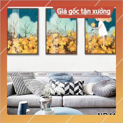 Bộ tranh treo tường phong thủy trang trí nội thất hình lá cây nhiệt đới đẹp và giá gốc tại xưởng